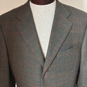 Trussini Lightweight 4 Season Blazer‎ Brown Houndstooth Check Italy Size US 42